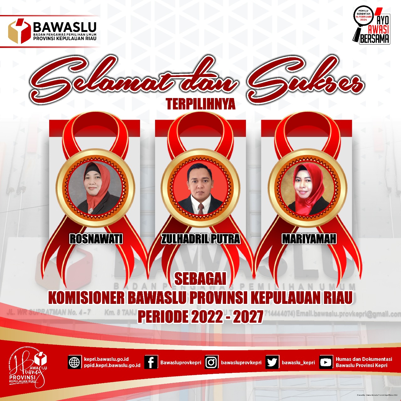 Tiga Anggota Bawaslu Kepri Periode 2022 Ã¢â‚¬â€œ 2027 Dilantik