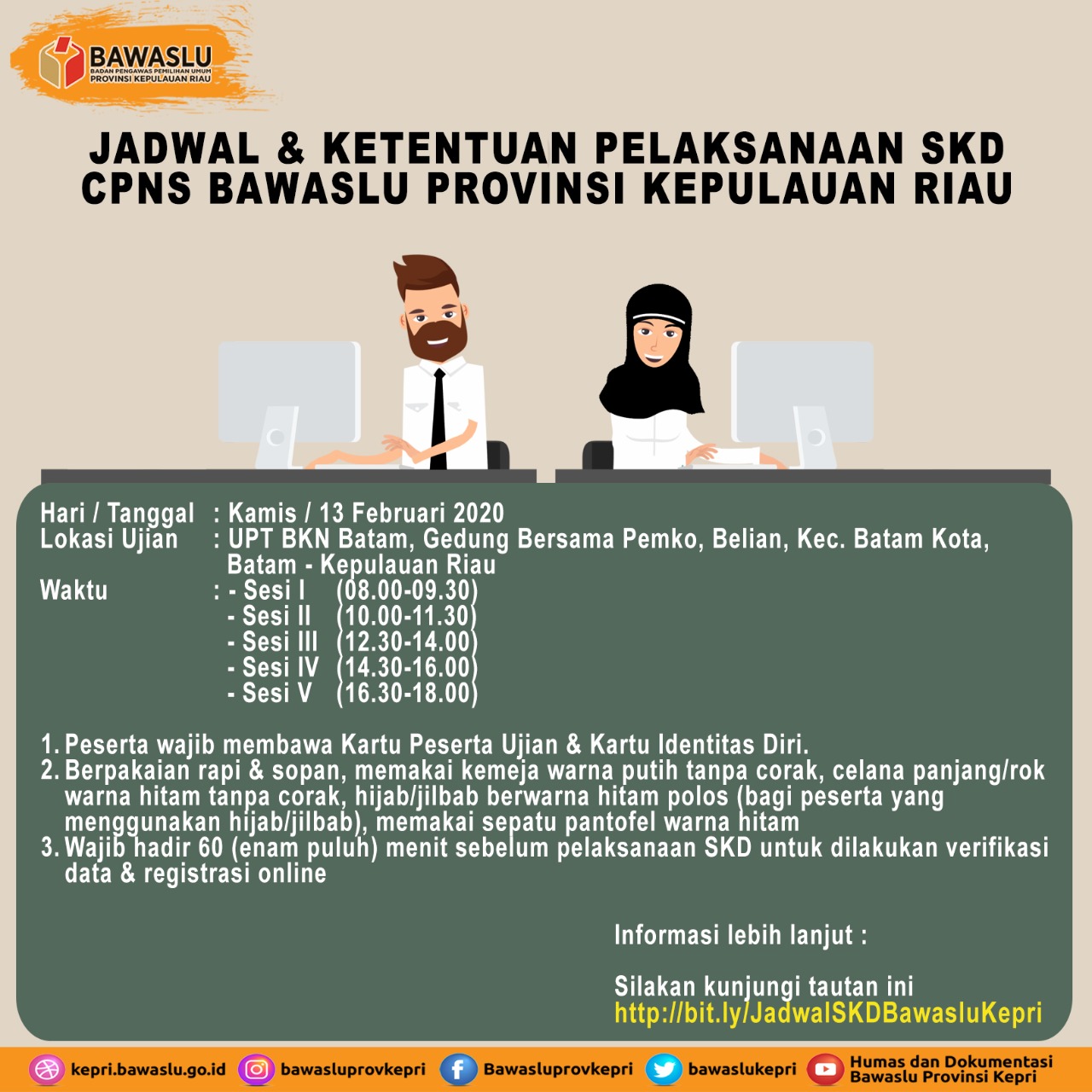 Jadwal dan Ketentuan Pelaksanaan SKD CPNS Bawaslu Provinsi Kepulauan Riau