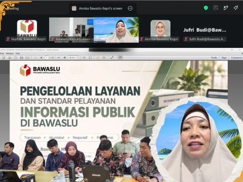  Koordinator Divisi Penanganan Pelanggaran, Data dan Informasi Bawaslu Provinsi Kepulauan Riau, Dr. Rosnawati, M.A., menjadi narasumber dalam kegiatan yang diselenggarakan Bawaslu Kabupaten Kepulauan Anambas pada Kamis (29/10/2026). Dalam kegiatan tersebut, Rosnawati menyampaikan materi bertajuk “Pengelolaan Layanan dan Standar Pelayanan Informasi Publik di Bawaslu”.