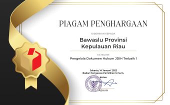 Bawaslu Kepri Raih Penghargaan Pengelola Dokumen Hukum JDIH Terbaik 1