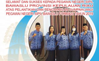 5 PNS Bawaslu Kepri Formasi 2019 Dilantik Sekjen Bawaslu Hari Ini