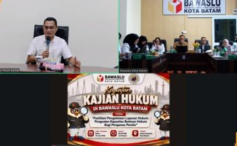 Anggota Bawaslu Provinsi Kepulauan Riau Koordinator Divisi Hukum dan Penyelesaian Sengketa, Febriadinata menjadi narasumber pada kegiatan Fasilitasi Pengelolaan Layanan Hukum: Penguatan Kapasitas Bantuan Hukum bagi Pengawas Pemilu yang diselenggarakan Bawaslu Kota Batam di ruang rapat Kantor Bawaslu Kota Batam, Rabu (24/6/2026).