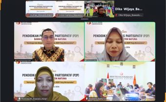 Anggota Bawaslu Provinsi Kepulauan Riau Maryamah, Rosnawati, dan Febriadinata sebagai narasumber untuk memperkuat kapasitas kader pengawas partisipatif dalam mengawal pelaksanaan Pemilu 2029.